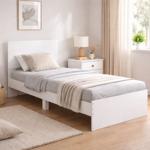 Single bed frame white - frame, wooden