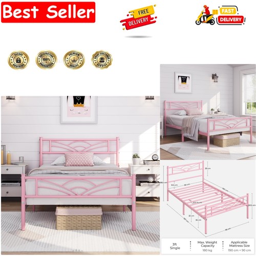3ft single bed metal - metal, slatted