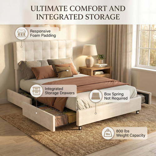 Bed frame with upholstered - bed,