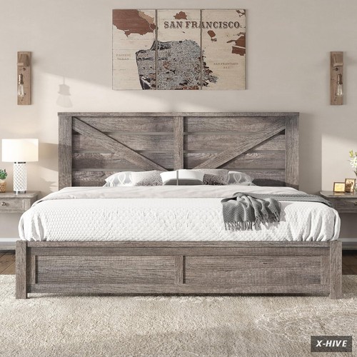 Farmhouse king bed - farmhouse, 49.2