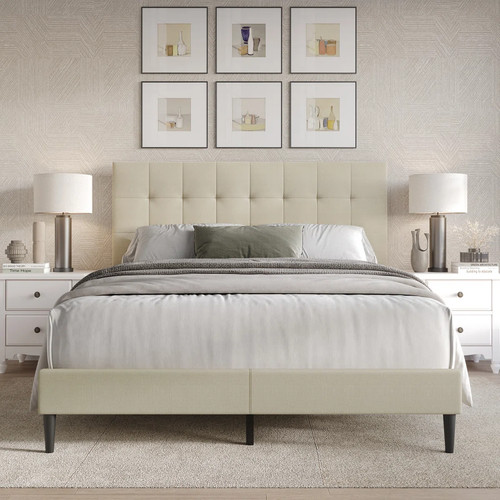 Queen beige upholstered - queen,