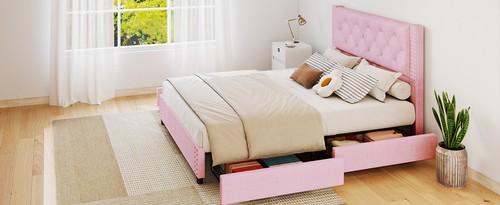 Full bed frame with tufted - full,